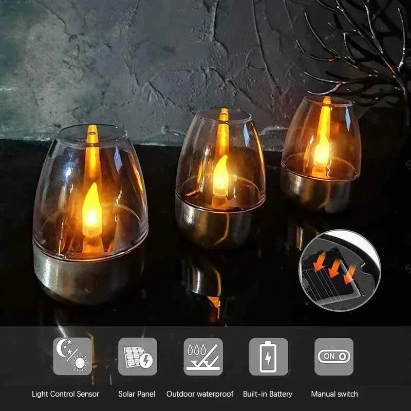 LED Solar Candles Light Flameless | Rechargeable | Outdoor Waterproof | Solar Candles Lamp