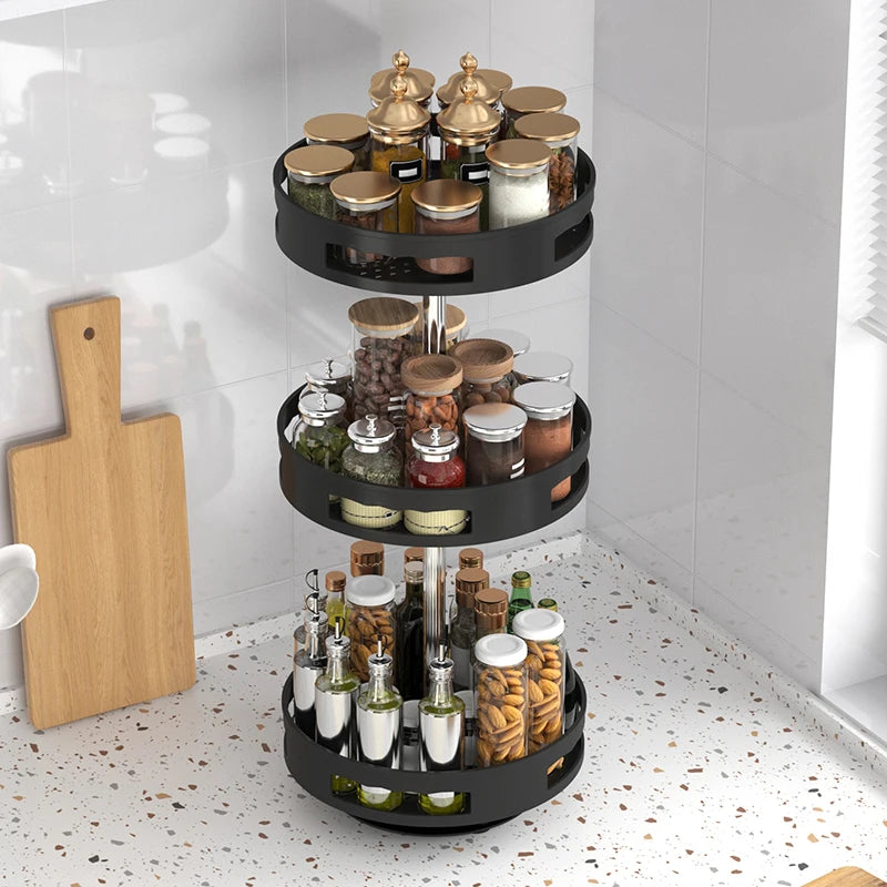 Kitchen multifunctional rotating storage rack