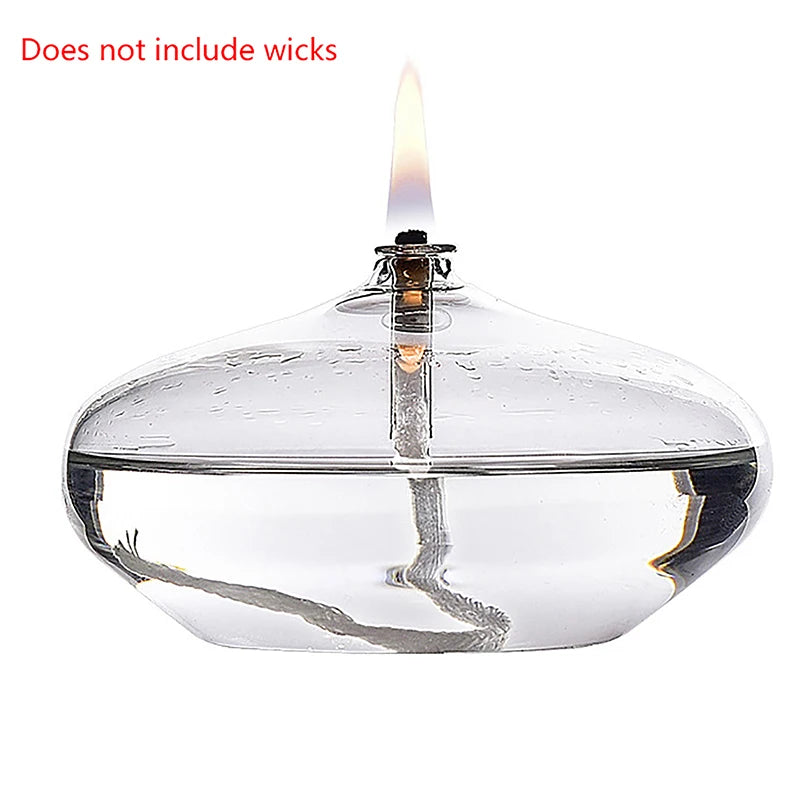 Hand Crafted Transparent Oil Lamp in a Glass Candle Holder | Ideal for a Rustic Christmas Dinner Decoration.
