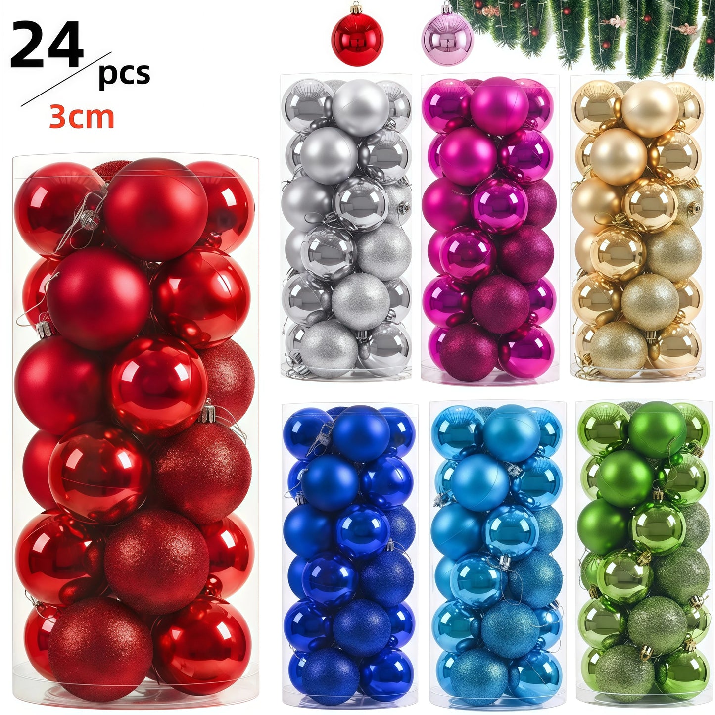 24pcs 3cm Christmas Balls Christmas Decorations