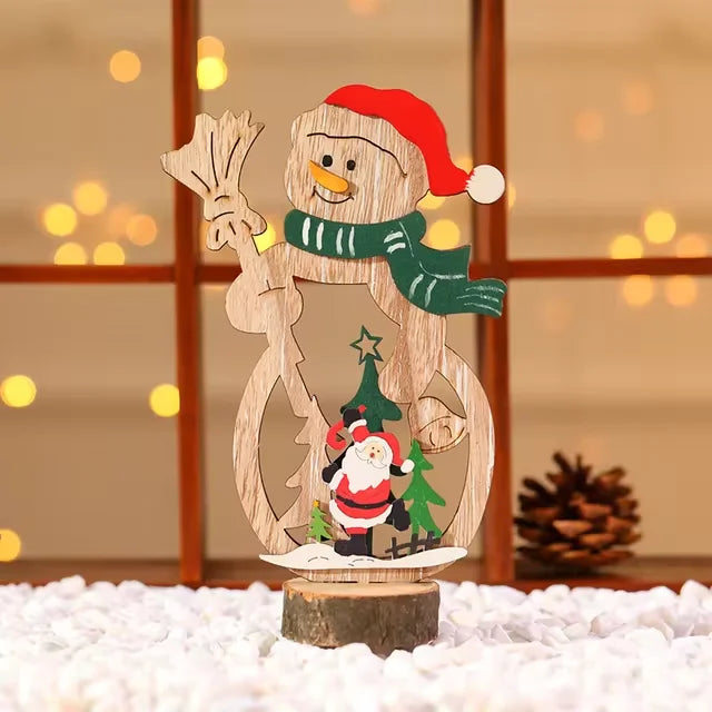 Christmas Decoration | DIY Wooden Crafts Creative Ornaments Santa Claus Snowman Reindeer Christmas Desktop Decoration Gifts