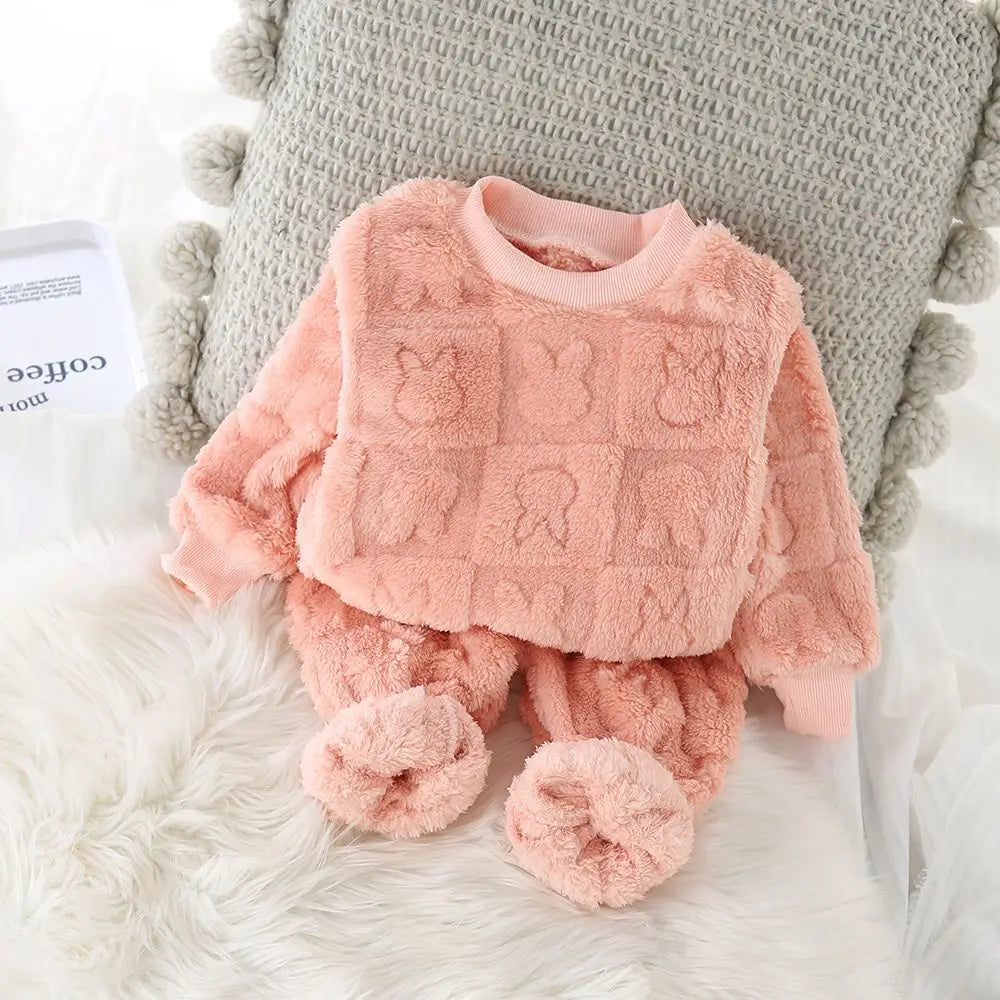 Kids Pyjama Sets 2 Piece Warm Cozy Sleepwear