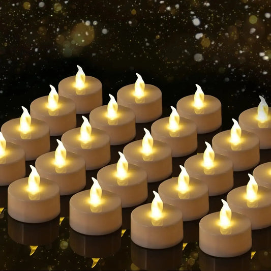 12 Pack Warm Yellow Flameless LED Tea Light Candles | Battery Operated 200+Hours