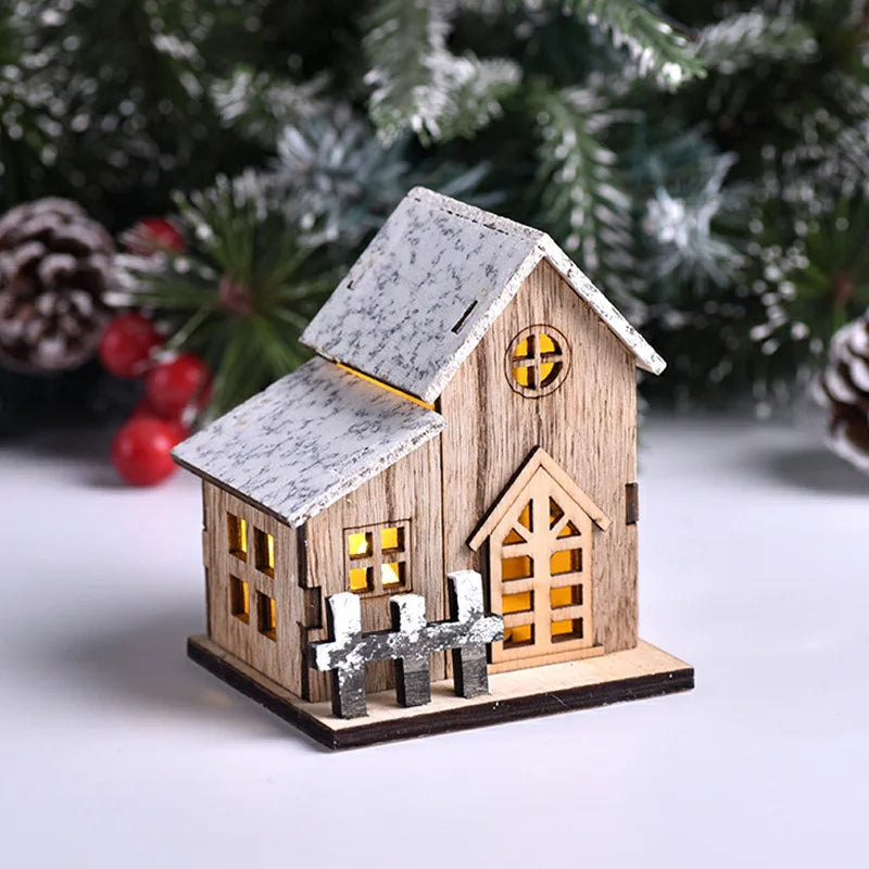 Christmas LED Light Wooden House Decorations