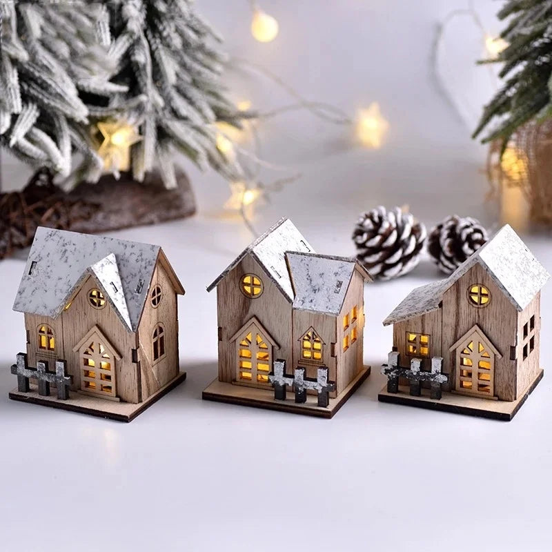 Christmas LED Light Wooden House | Merry Christmas Decorations for Home