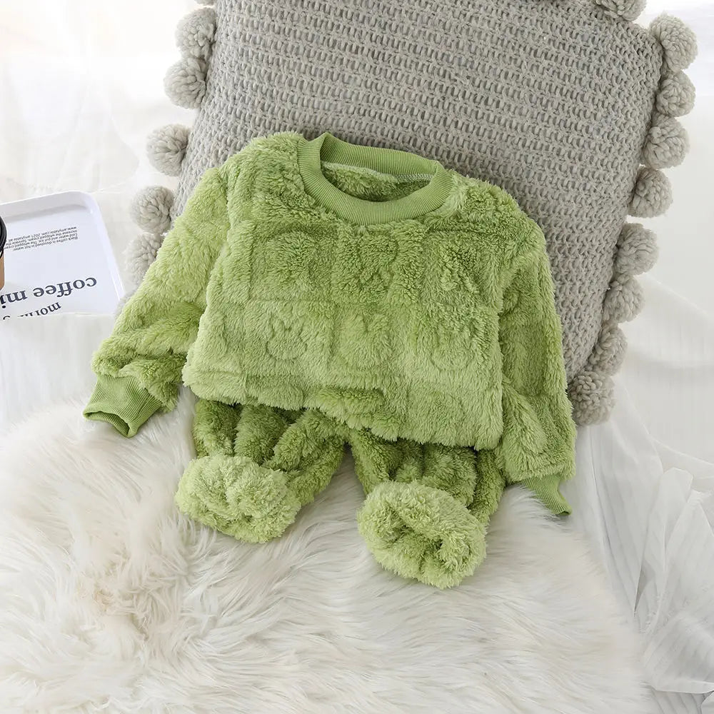 Kids Pyjama Sets 2 Piece Warm Cozy Sleepwear