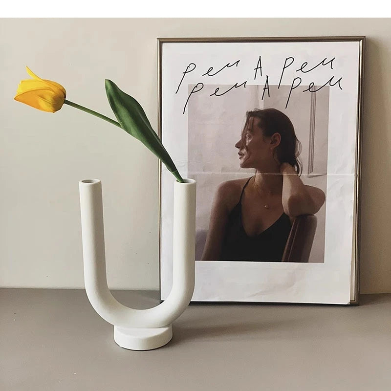 Pure White Geometric Ceramic Candle Holder