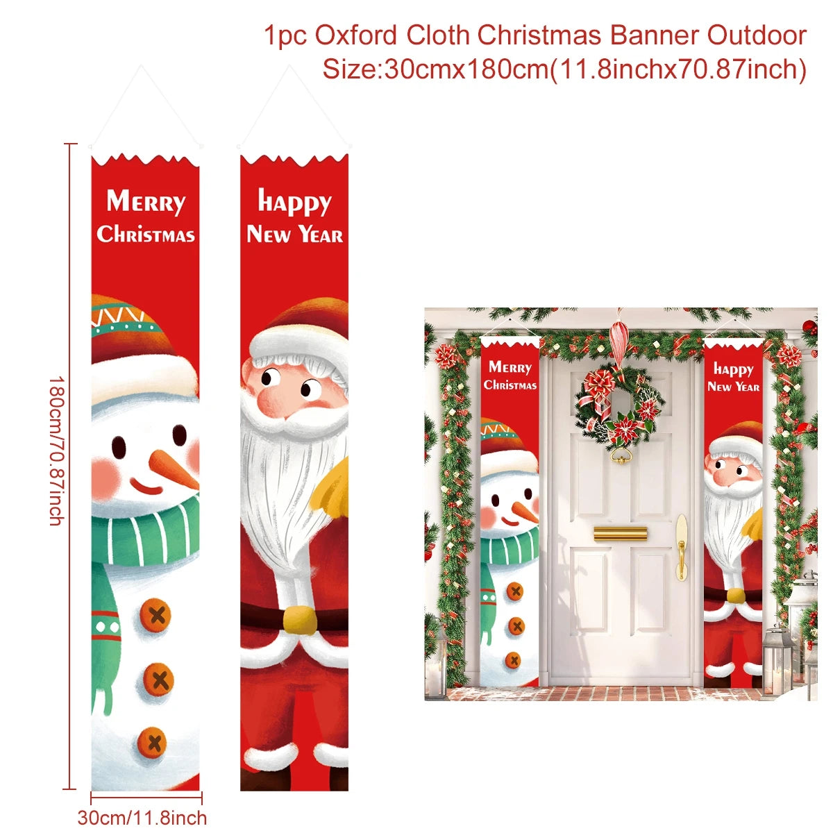 Christmas Santa Claus Snowman Door Couplet