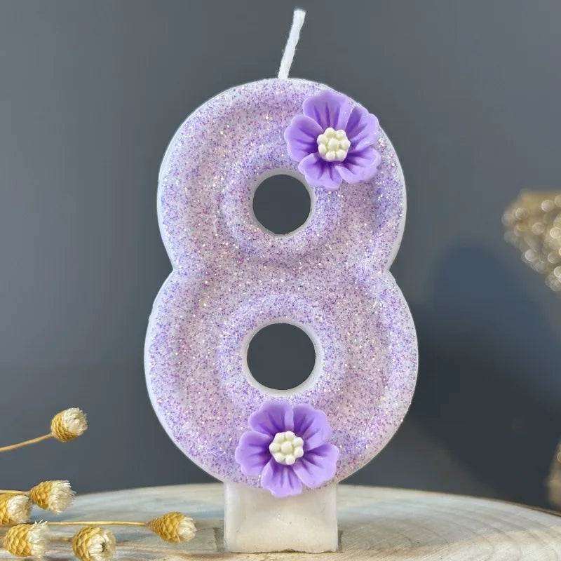 Purple Flowers Birthday Candles