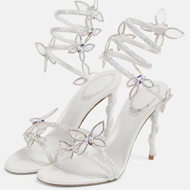 CRYSTAL Flower Thin High Heels