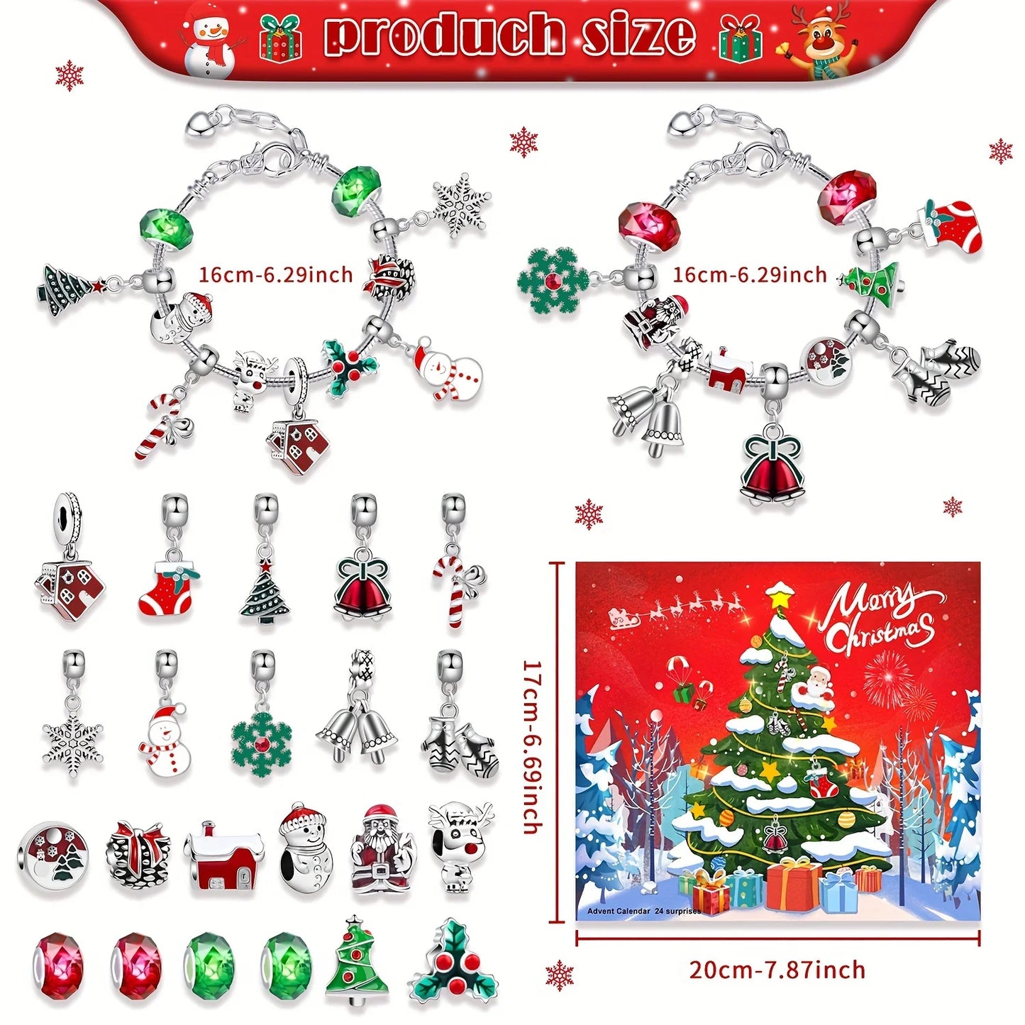 Christmas 24-day countdown calendar set | DIY bracelet making kit | creative holiday gift