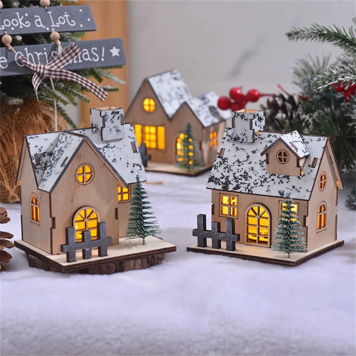 Christmas LED Light Wooden House