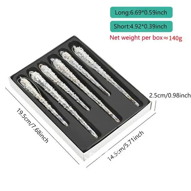 Christmas ornaments, Set clear glass, ice strip decorations