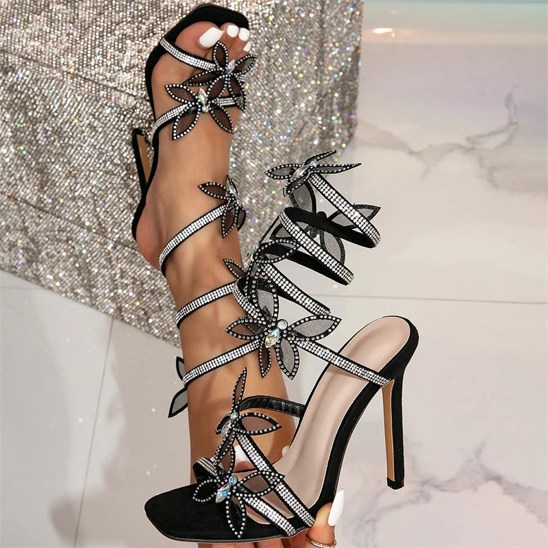 Elegant Crystal Butterfly Heels
