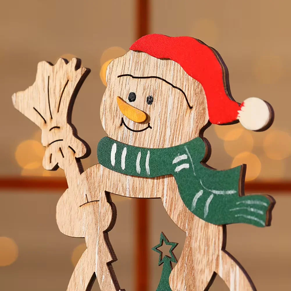 Christmas Decoration | DIY Wooden Crafts Creative Ornaments Santa Claus Snowman Reindeer Christmas Desktop Decoration Gifts