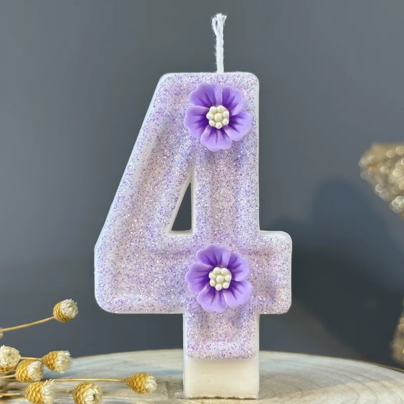 Purple Flowers Birthday Candles