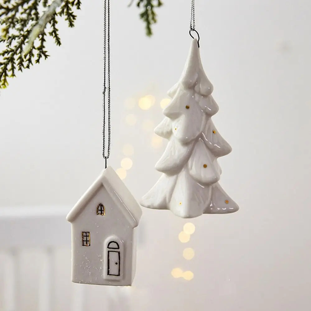 Christmas Ceramic House | Christmas Tree Charms Decoration