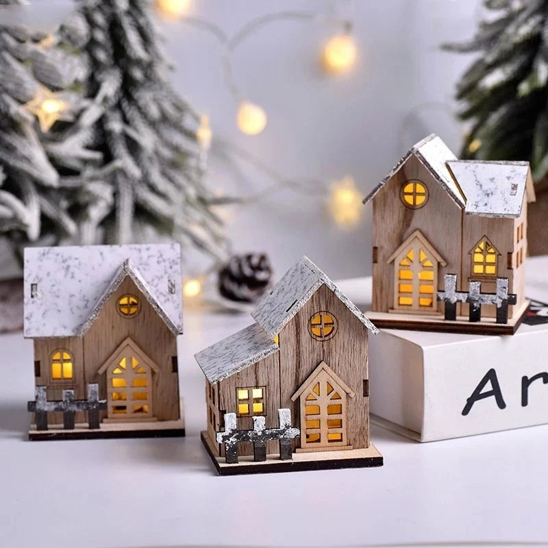 Christmas LED Light Wooden House | Merry Christmas Decorations for Home