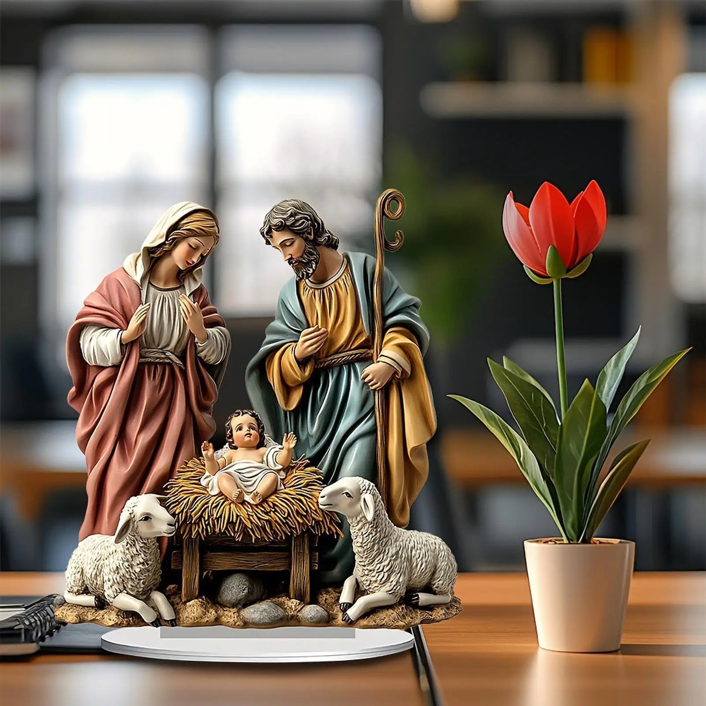 Christmas Nativity Scene with Base Tabletop Decor