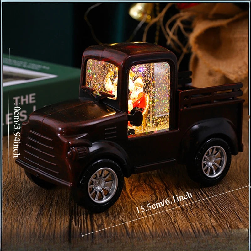 Christmas Snow Truck | Lights Car Toy Container Truck Decoration