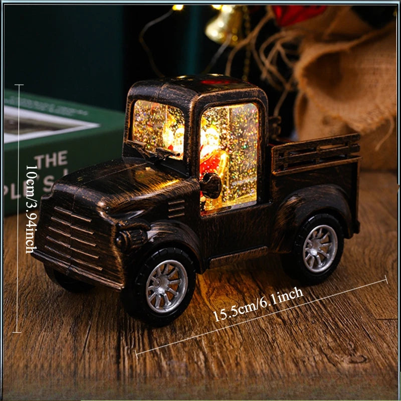 Christmas Snow Truck | Lights Car Toy Container Truck Decoration