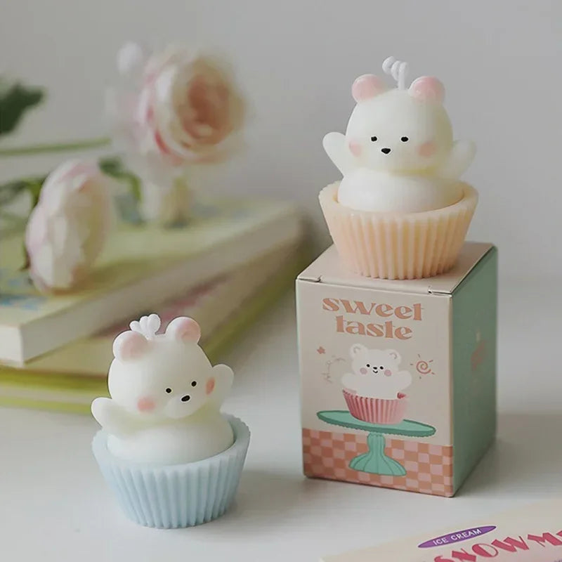 Handmade Cake Bear Candle