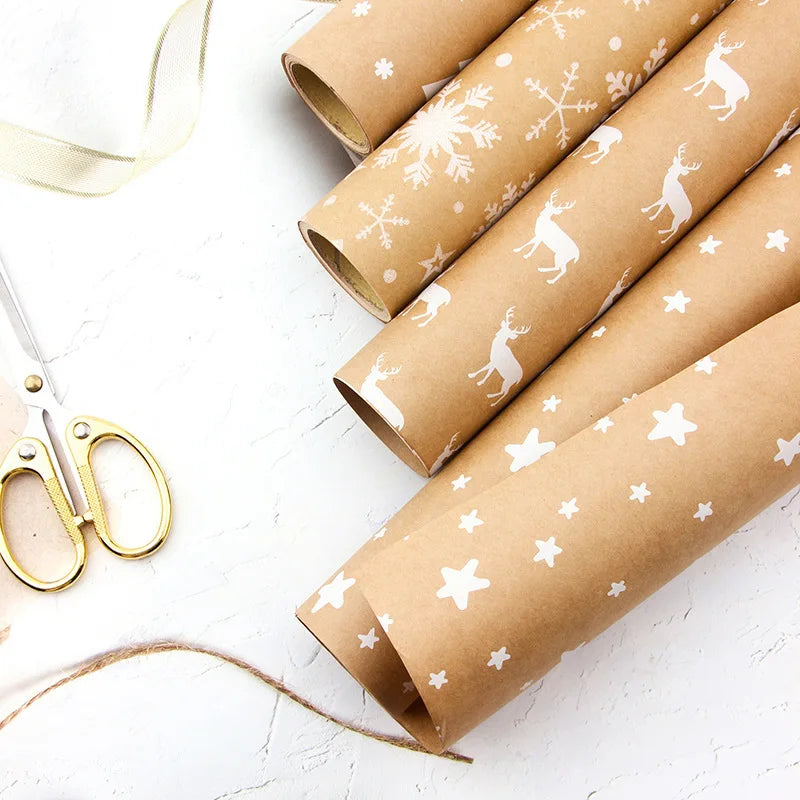 Christmas Gift Paper Roll Brown | Decorative Wrapping Paper Kraft