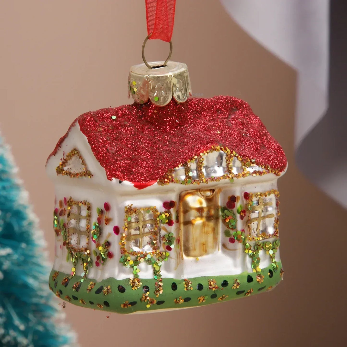 Christmas House Tree Ornaments Glass Decorations
