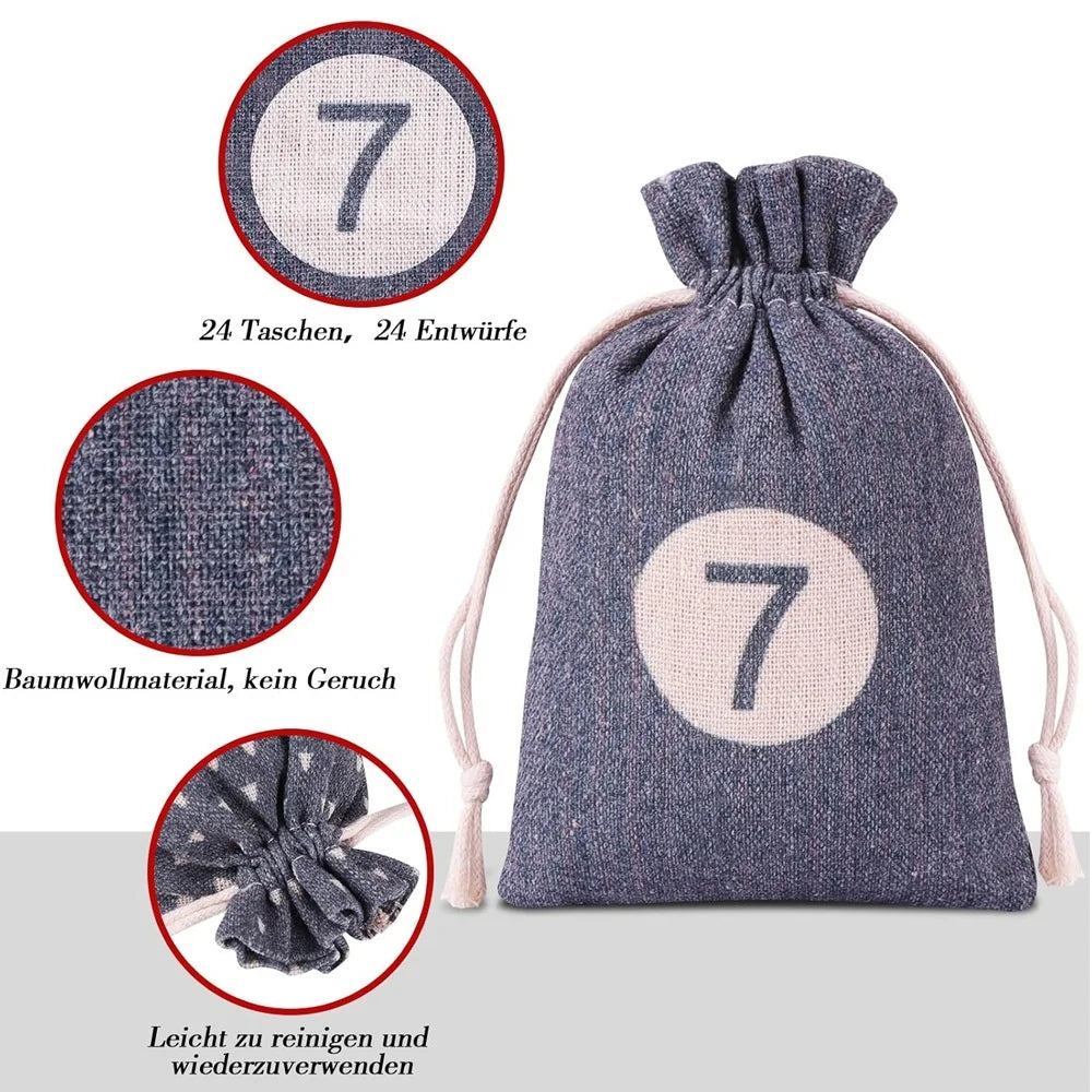 Christmas Calendar To Fill Yourself | 24 Set Gift Bags For Children