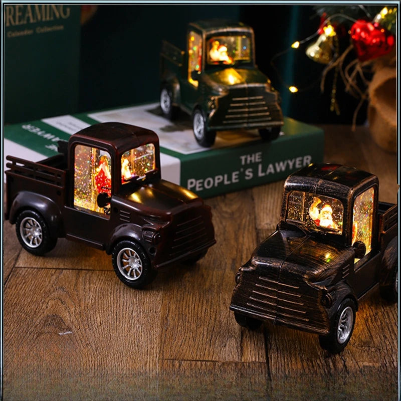 Christmas Snow Truck | Lights Car Toy Container Truck Decoration