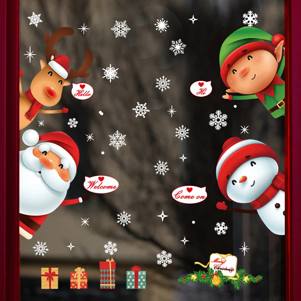 Christmas Window Stickers | Santa Claus Wall Stickers | Merry Christmas Decoration For Home