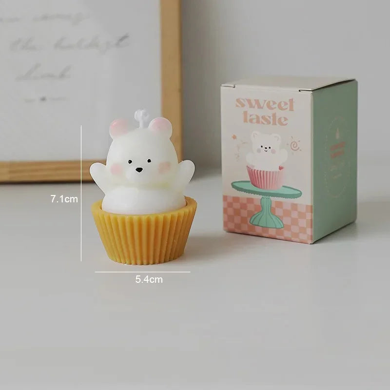 Handmade Cake Bear Candle