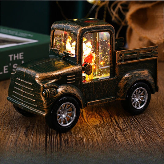 Christmas Snow Truck | Lights Car Toy Container Truck Decoration