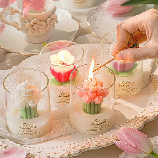 Flower Scented Candles | Multi Color Atmosphere Fragrance | Gift Box