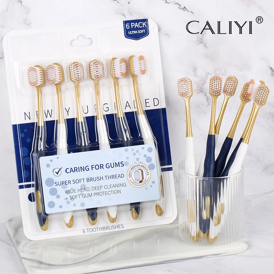 6pcs Toothbrush Medium Soft Teeth Whitening Family Toothbrushes Dental Care For Travel