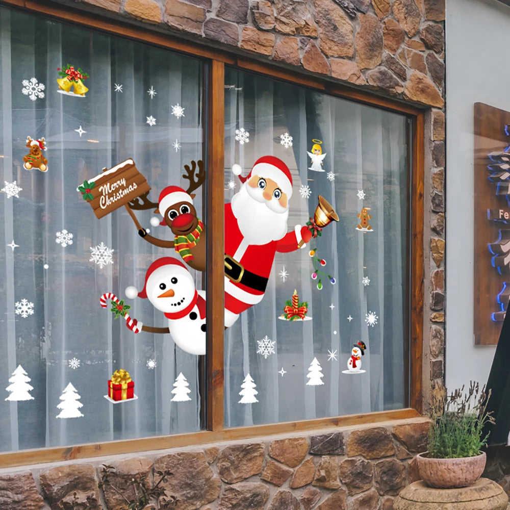 Christmas Window Stickers | Santa Claus Wall Stickers | Merry Christmas Decoration For Home