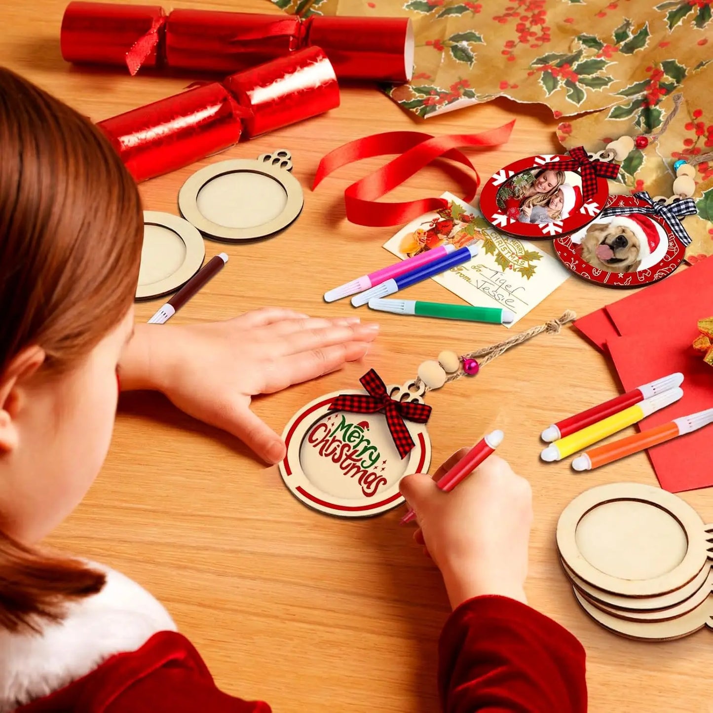 Christmas picture frame decorations | DIY wooden | photo decorations | unfinished personalized hanging Christmas decorations