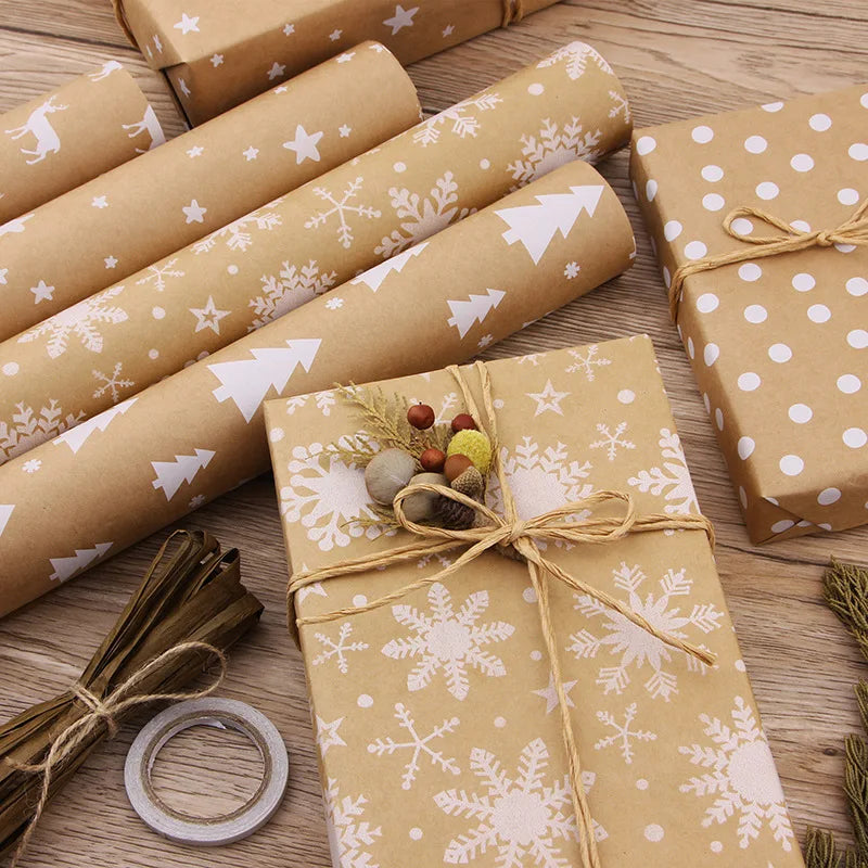 Christmas Gift Paper Roll Brown | Decorative Wrapping Paper Kraft