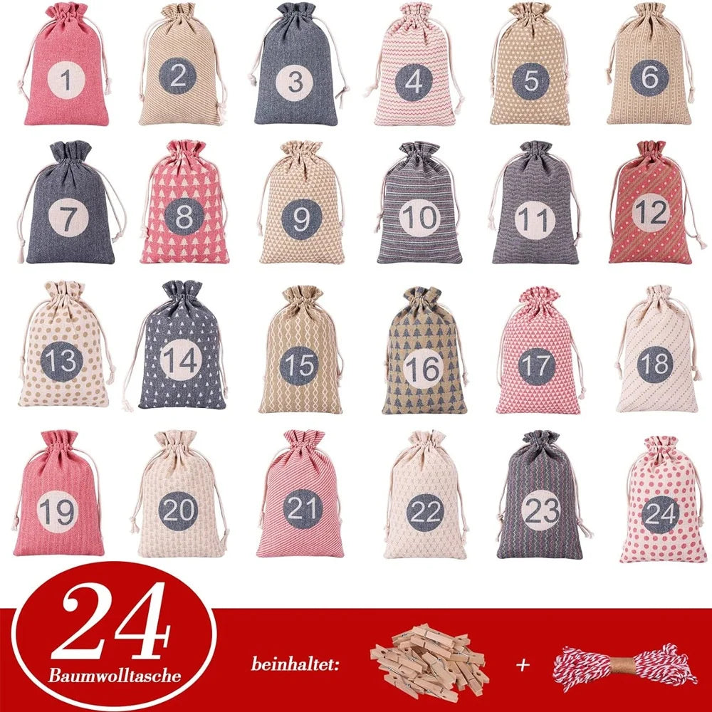 Christmas Calendar To Fill Yourself | 24 Set Gift Bags For Children