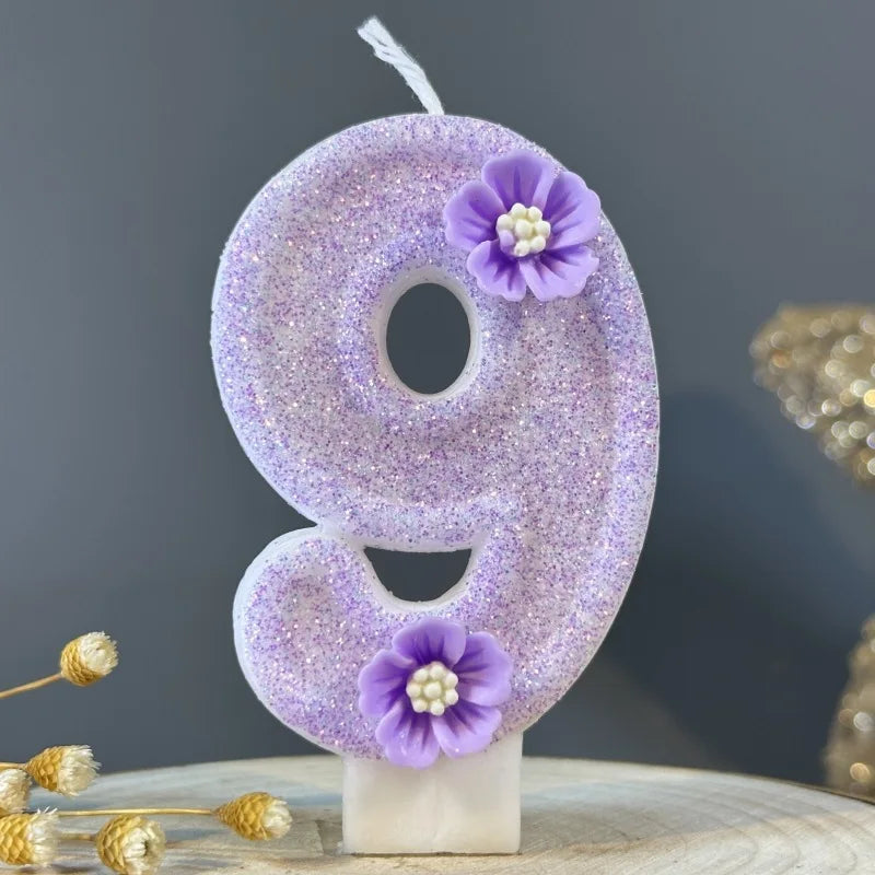 Purple Flowers Birthday Candles