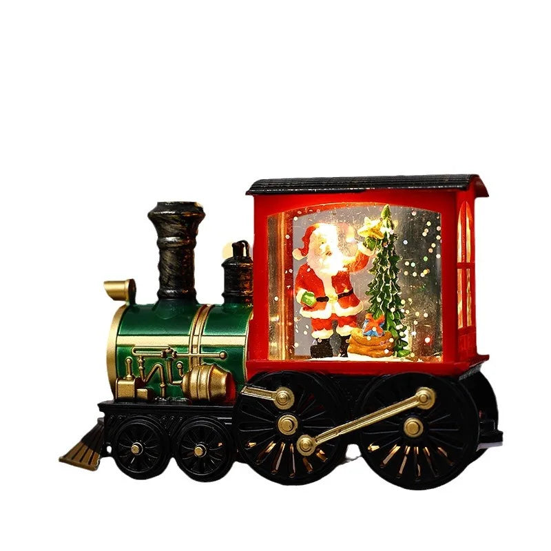 Christmas Train Ornaments Christmas Eve Decoration Lighting Train Box Crystal Ball Home Table Decoration