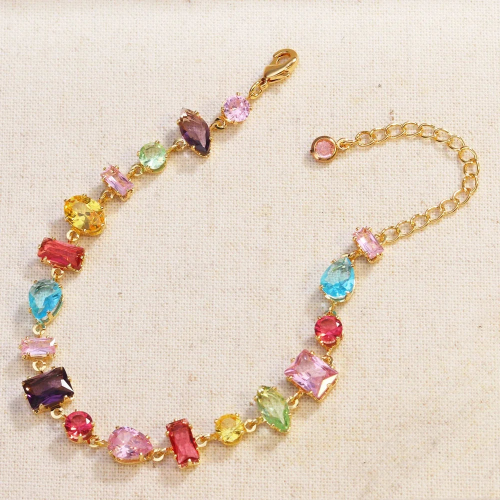 18K Gold Plated Colourful Crystal Zircon Necklace