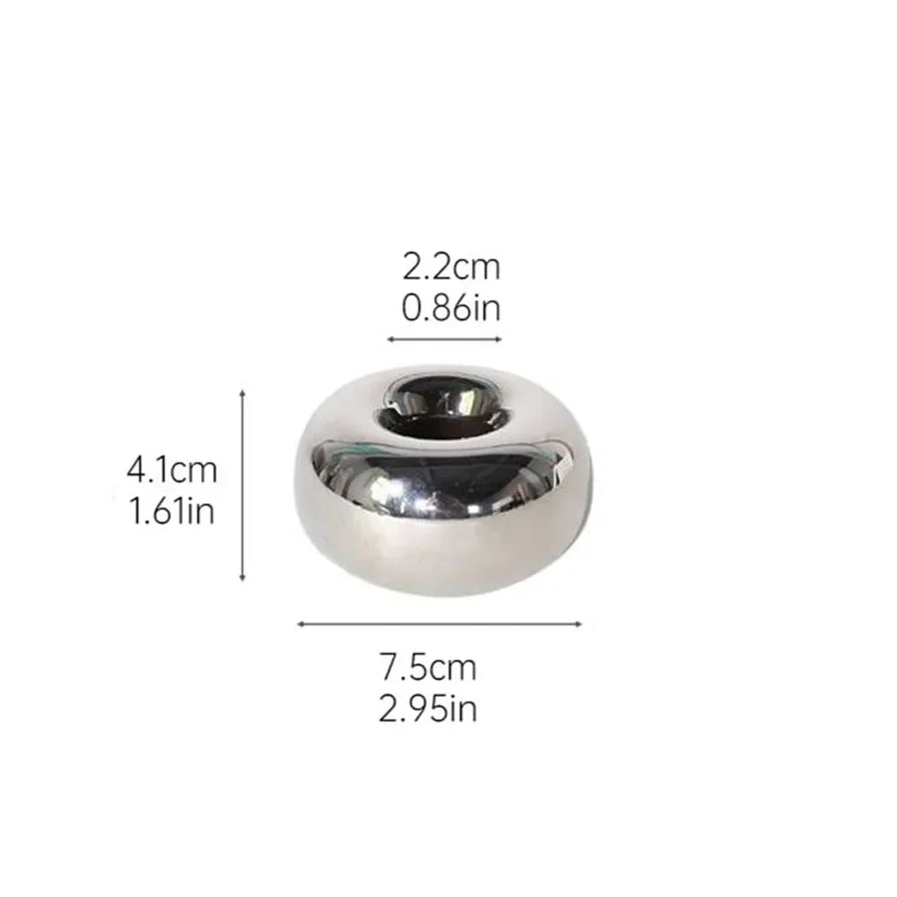 Ceramics Candle Holder Circular Silvery Candlestick