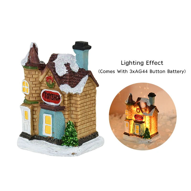 Christmas LED Light Wooden House Decorations