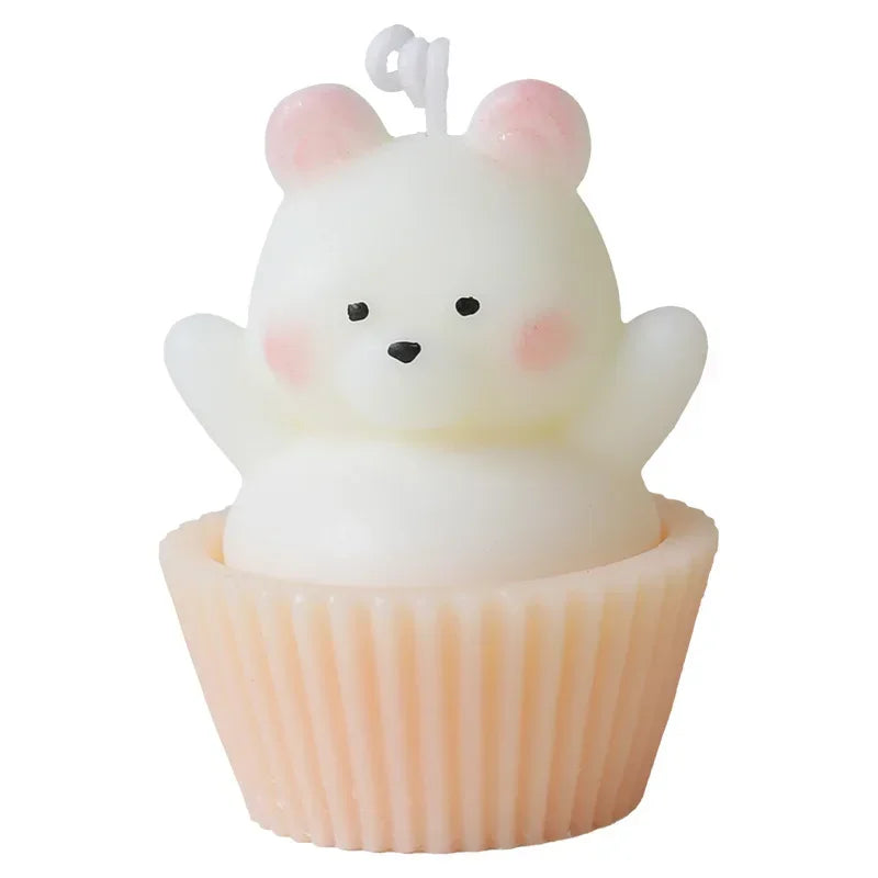 Handmade Cake Bear Candle
