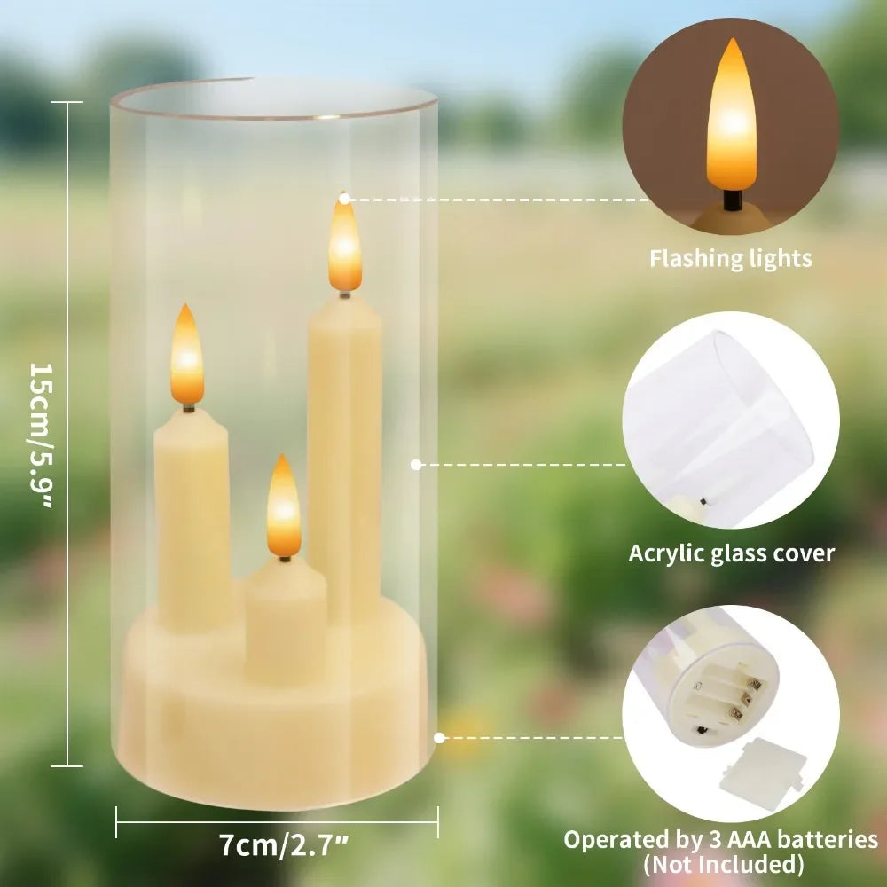 Flameless LED Candle with Clear Cover Warm White Light