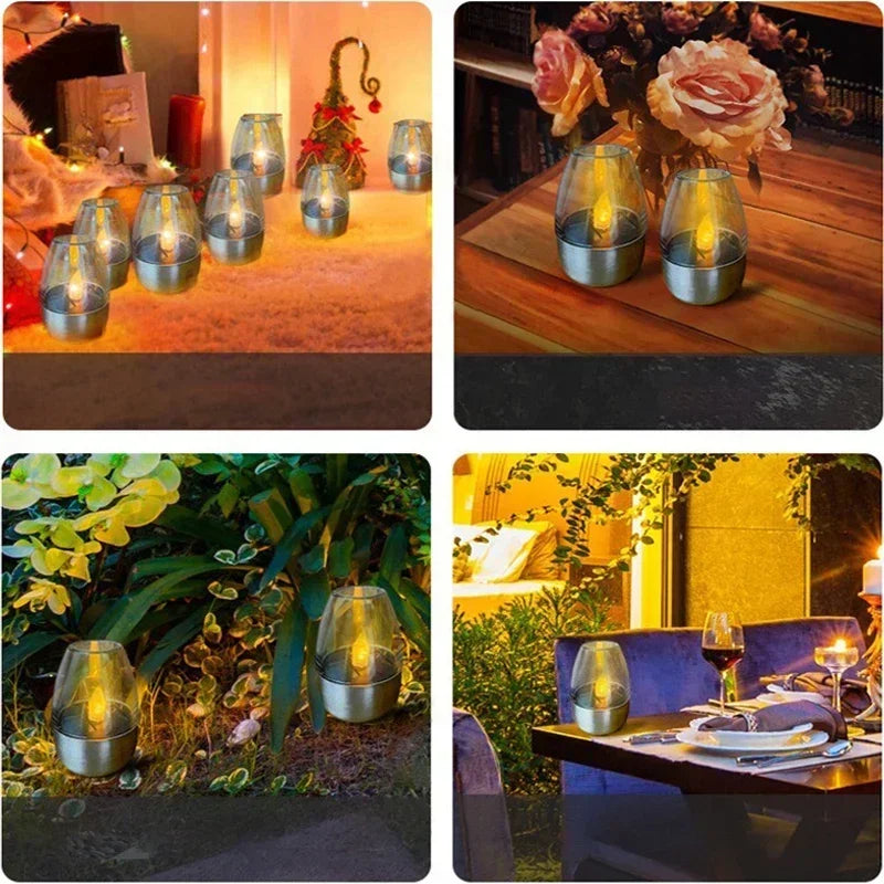 LED Solar Candles Light Flameless | Rechargeable | Outdoor Waterproof | Solar Candles Lamp