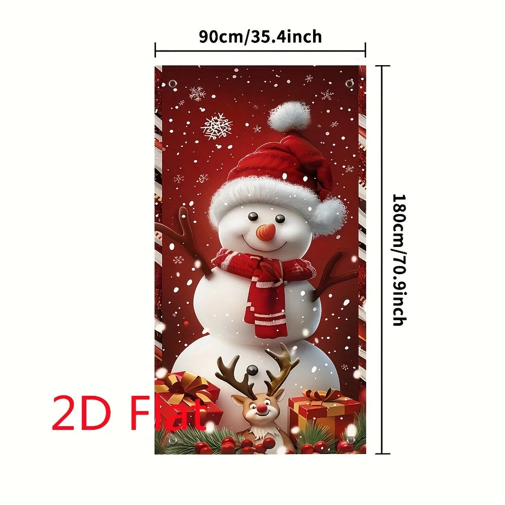 Christmas snowman and reindeer door curtain