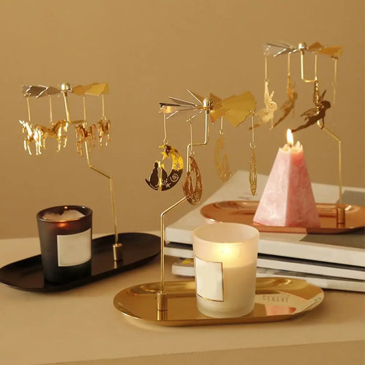 Gold Rotating Spinning Candle Holder