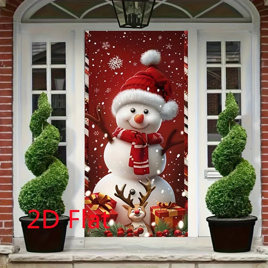 Christmas snowman and reindeer door curtain